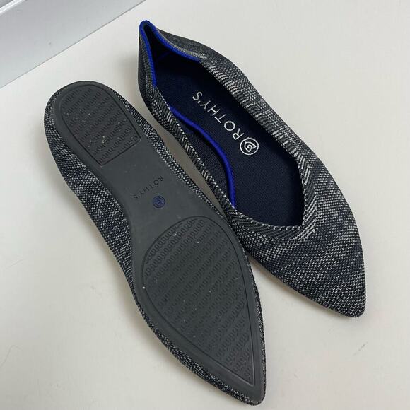 Rothy's The Point Flats Women's 9.5W Granite Heather Gray Pointed Toe - Picture 5 of 8